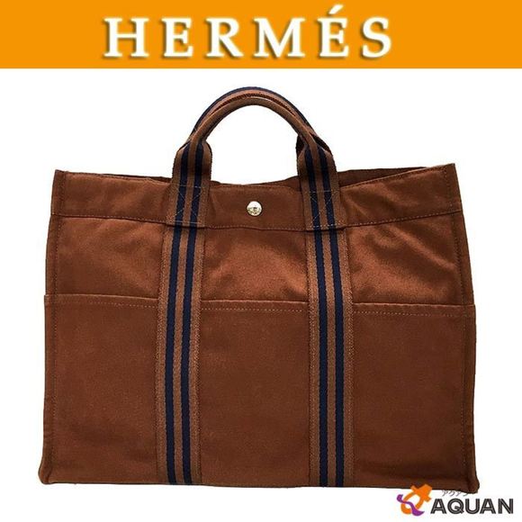 HERMES Handbags - HERMES Hermes Four Toe MM Tote Bag Hand Brown Canvas Old